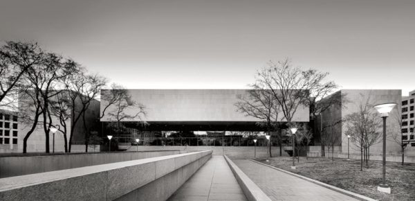 Frontal view of the United States Tax Court Building which Lundy designed in collaboration with the architectural firm Lyles, Bissett, Carlisle, and Wolff (LBC&W)