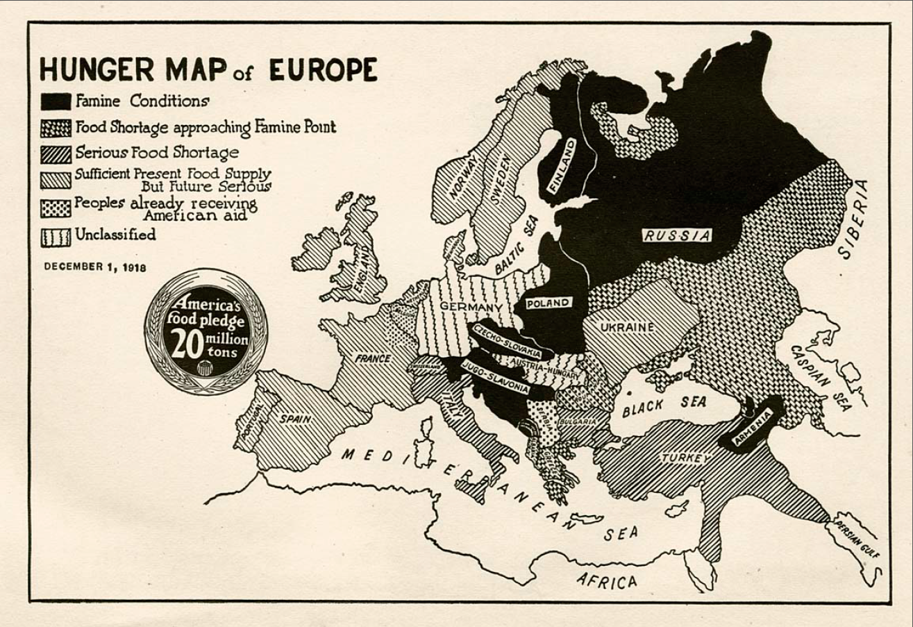 I map. Europe Map food. Funny WWI Map. In Europe and the USA too Rampant Famine.