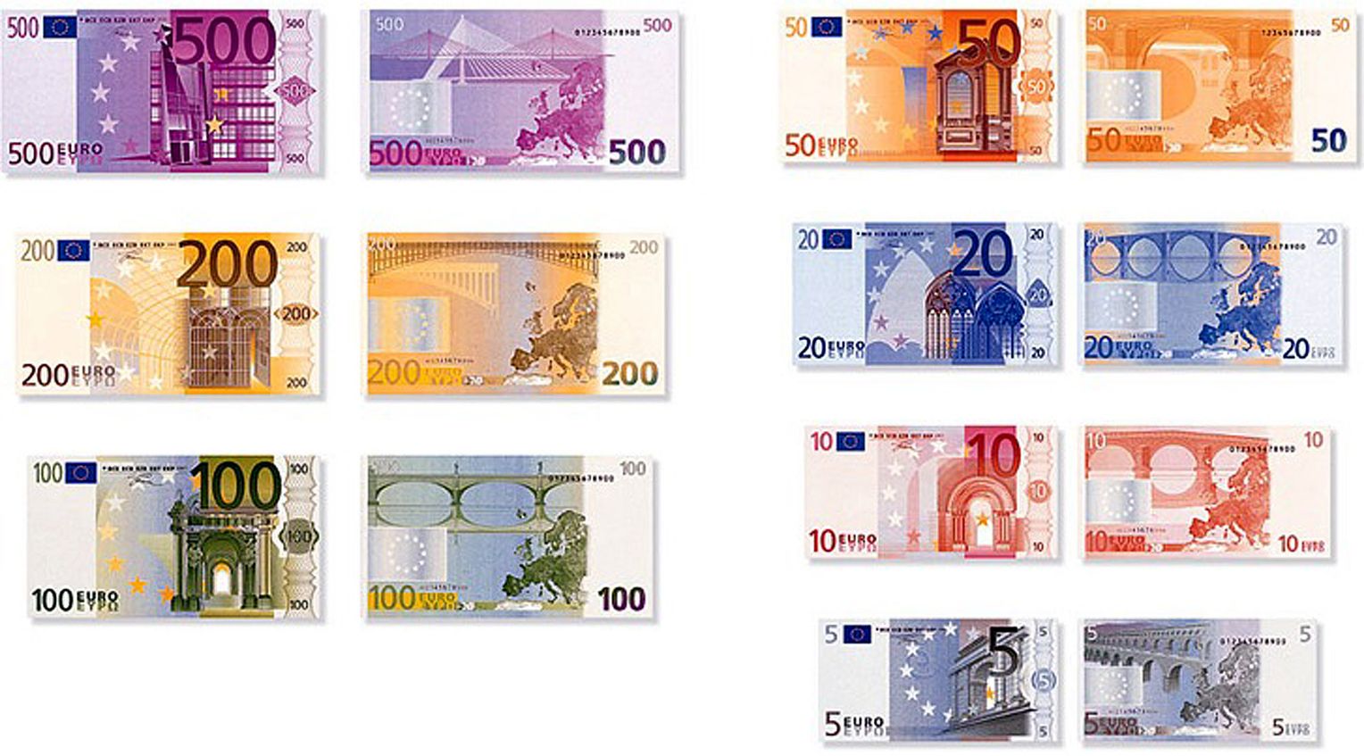 Евро купюра для печати